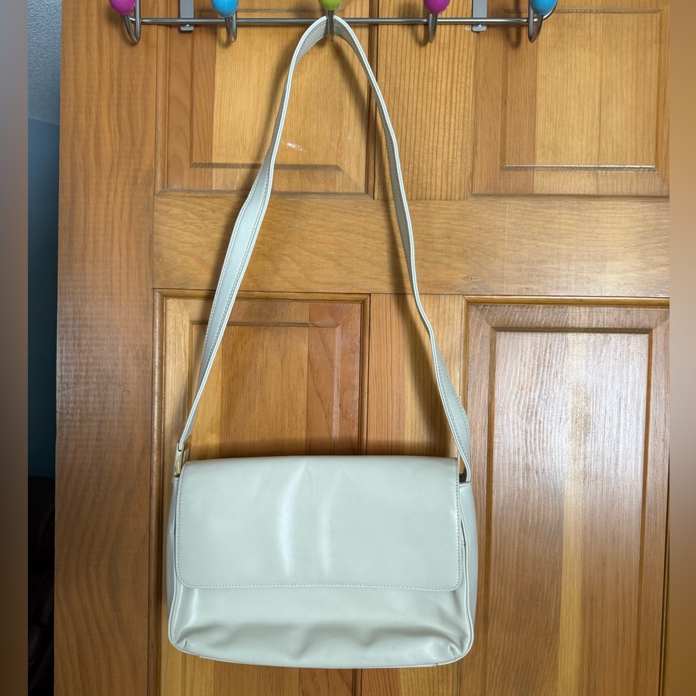 Coletta Ivory Genuine‎ Leather Shoulder Bag Vintage Minimalist Flap Purse